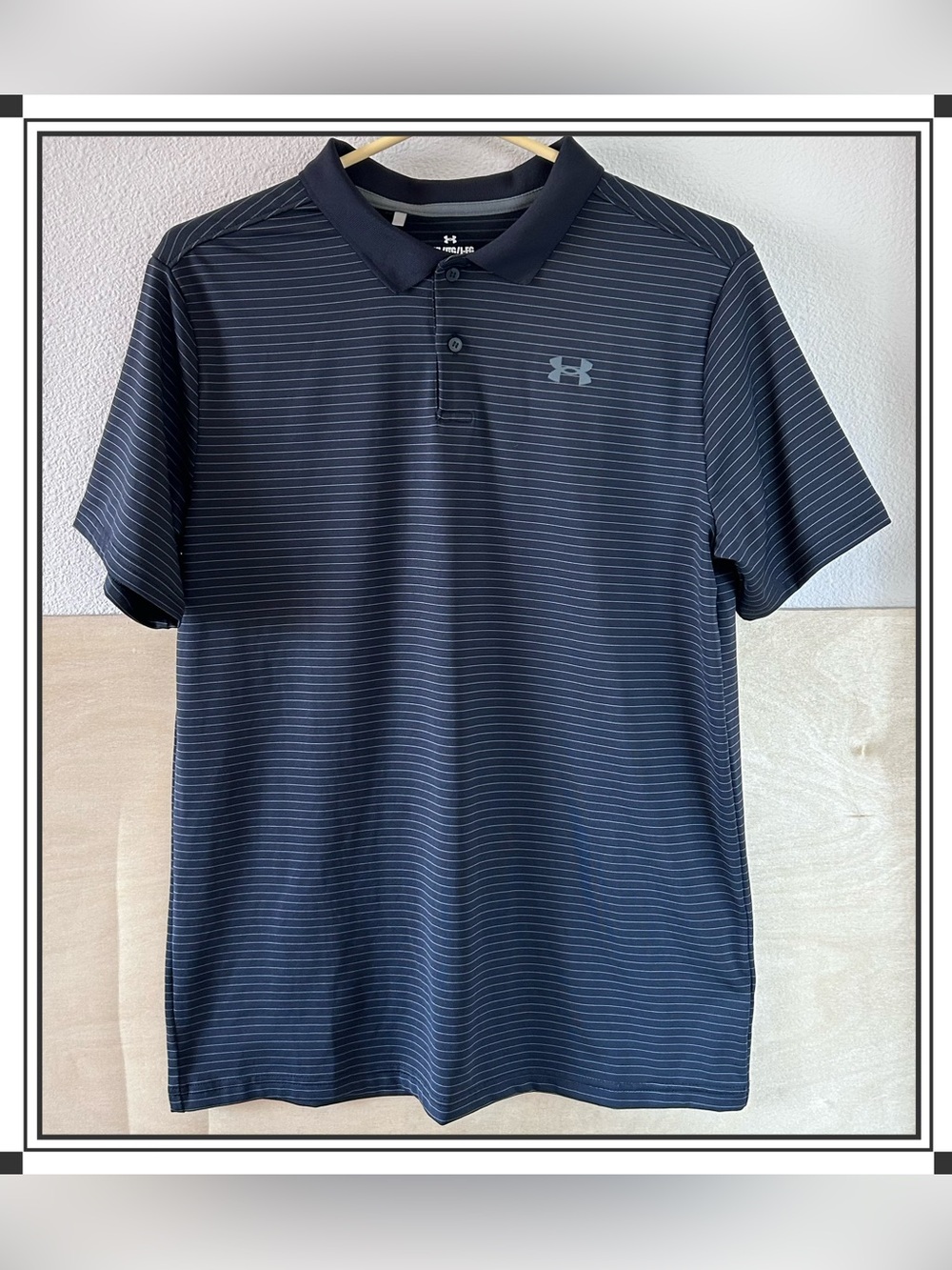 Under Armour Big Boy Performance Stripe Polo Shirt Blk Sz YXL UPF30 Golf Outdoor